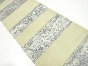 アンティーク　紗 横段に草花模様織出し丸帯（材料）